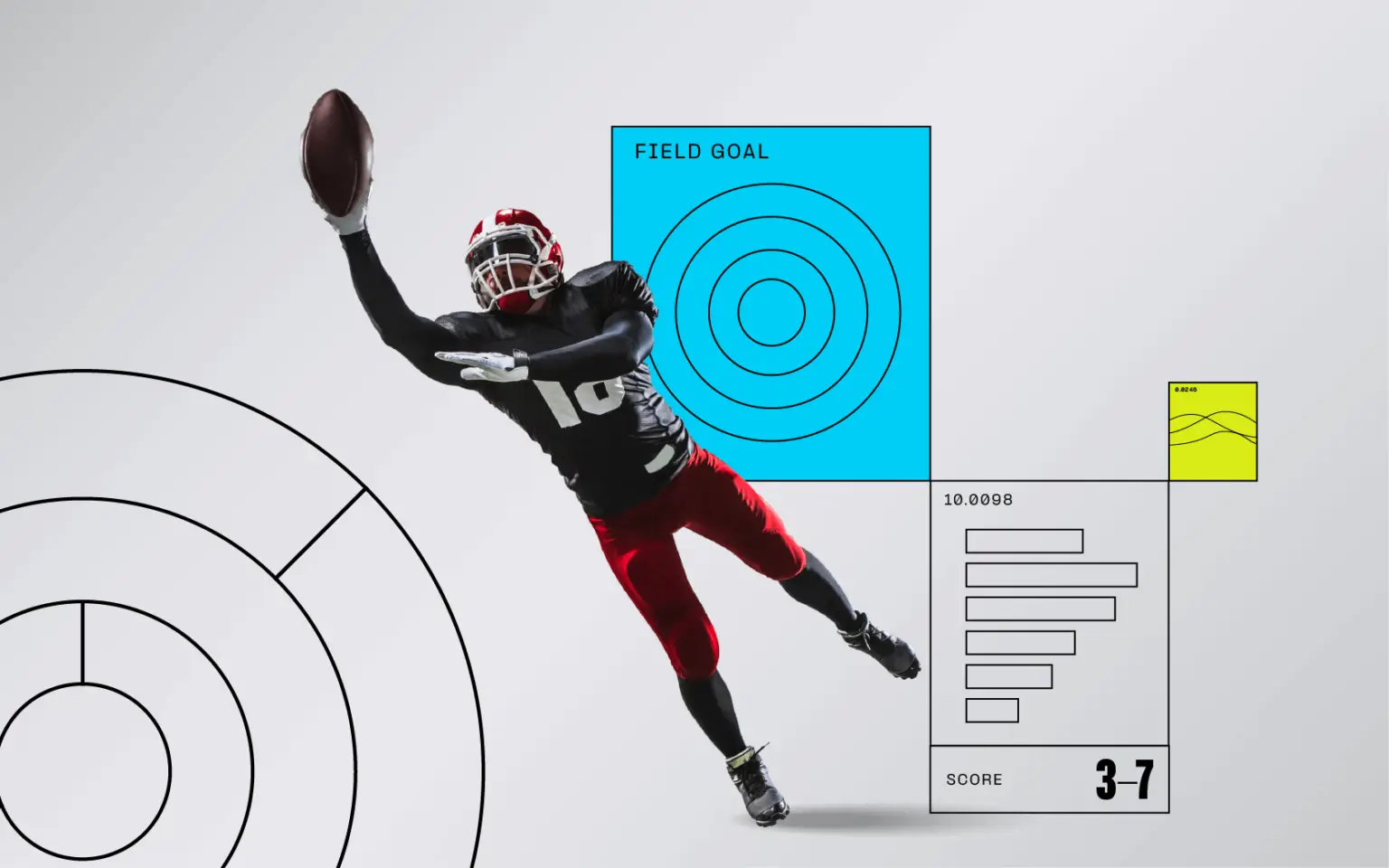 American Football Player leaps to catch the ball